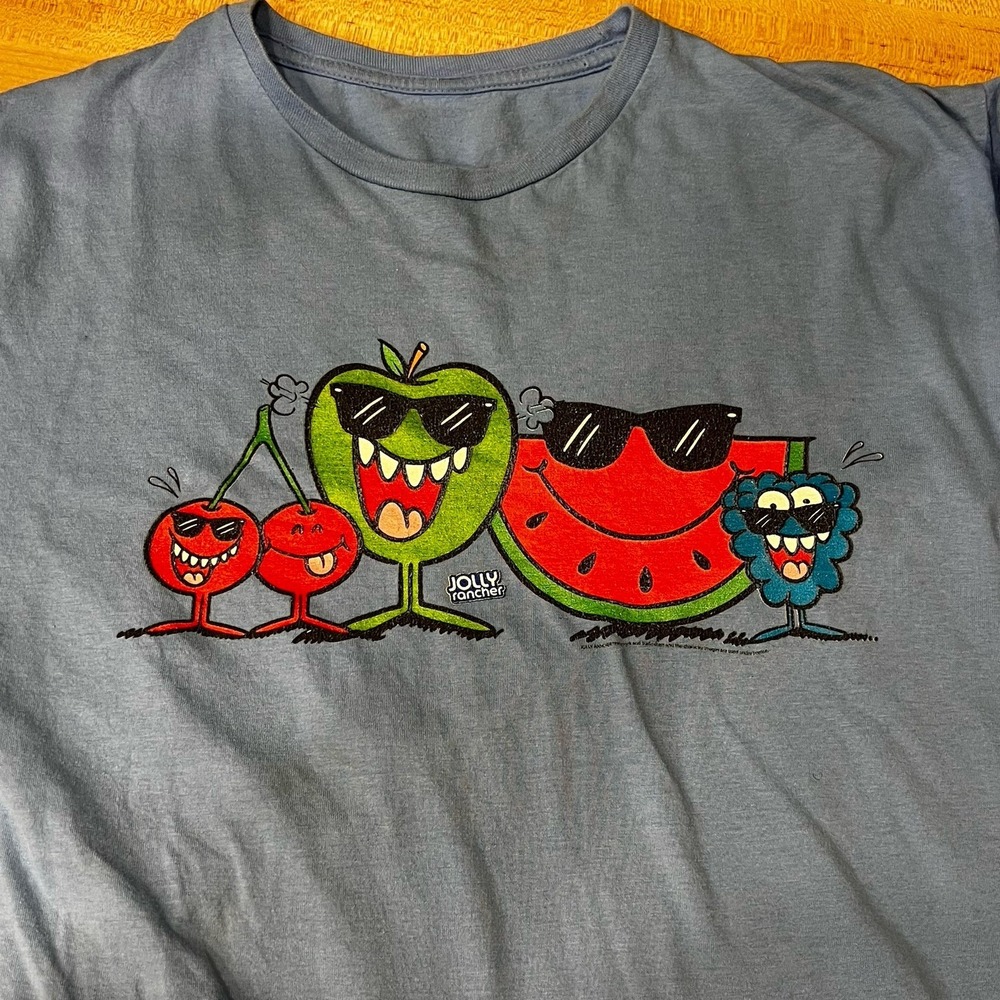Vintage 90s Y2K Jolly Rancher Candy Blue Tshirt - Best For Size Med/Large - Picture 3 of 7